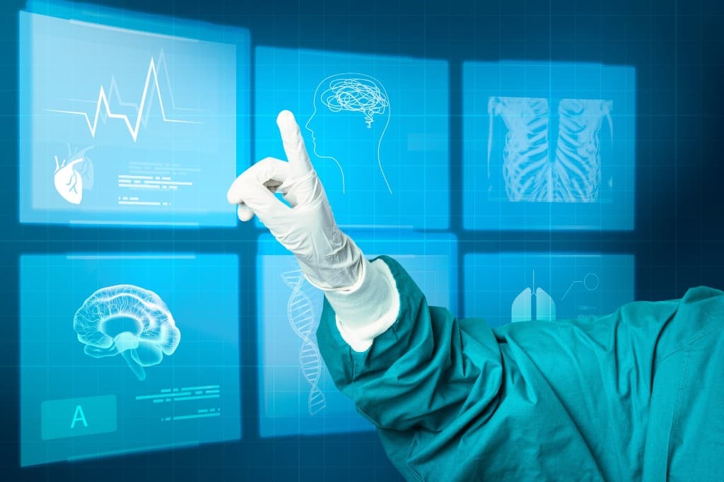 Clinician interacting with a digital clinical display
